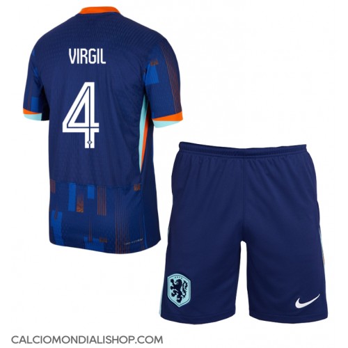 Maglie da calcio Olanda Virgil van Dijk #4 Seconda Maglia Bambino Europei 2024 Manica Corta (+ Pantaloni corti)